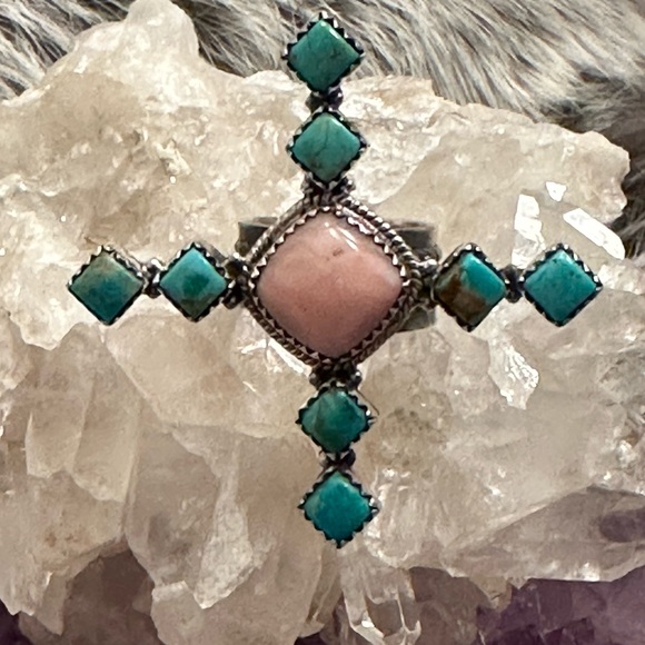 Sold 💗 Turquoise pink opal, sterling silver adjustable ring - Picture 4 of 6